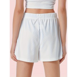 Sold Ribbed Elastic Waist Shorts, Casual Basic Shorts For Summer & Spring, Women's Clothing