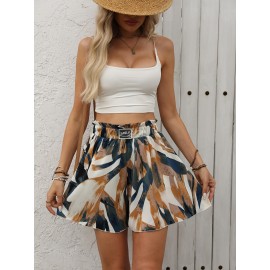 Fashionable High Waist Allover Print Shorts - Casual Drawstring Design, Skinny Fit for Summer - Trendy Womens Clothing for Sunny Days