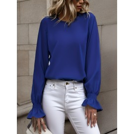 TooluckWomens Casual Tops Blouses Long Sleeve Ruffle Sleeve Loose Shirts