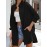 Solid Color Lapel Neck Blouse, Casual Button Front Long Sleeve Fit Blouse For Spring & Fall, Women's Clothing
